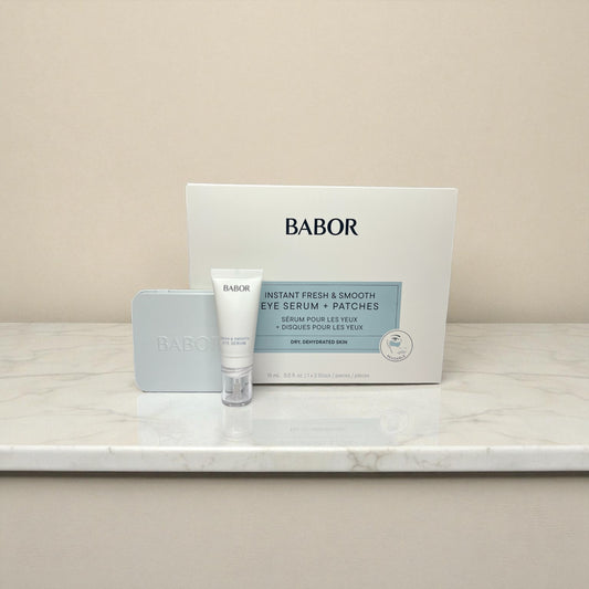 BABOR Instant Fresh & Smooth Eye Serum + Patches – Augenpflege-Set für trockene Haut