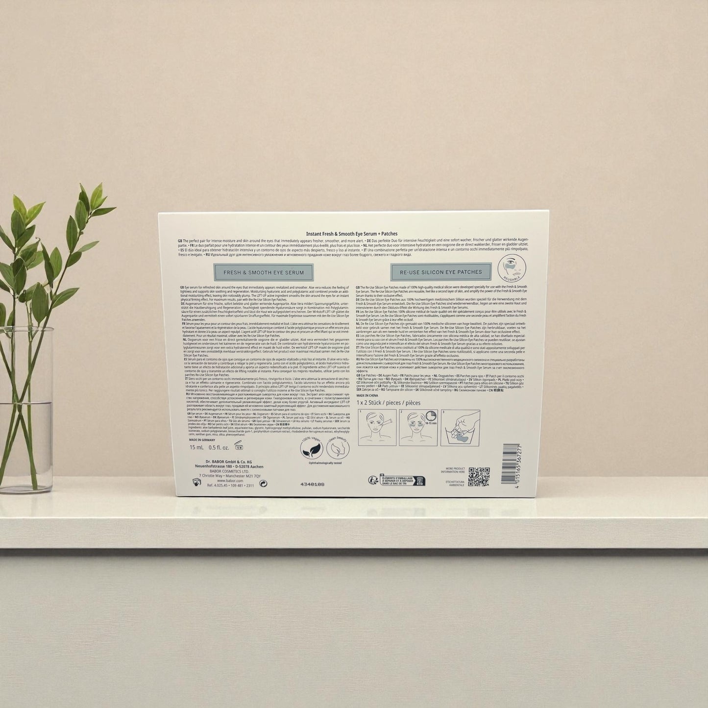BABOR Instant Fresh & Smooth Eye Serum + Patches – Augenpflege-Set für trockene Haut